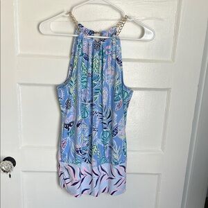 Lilly Pulitzer Tropical Print Halter Top with Chain Straps S